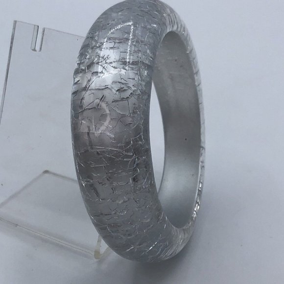 Vintage Lucite Bangle Wide Chunky Dome Asymetrical Bangle Bracelet - Picture 9 of 10